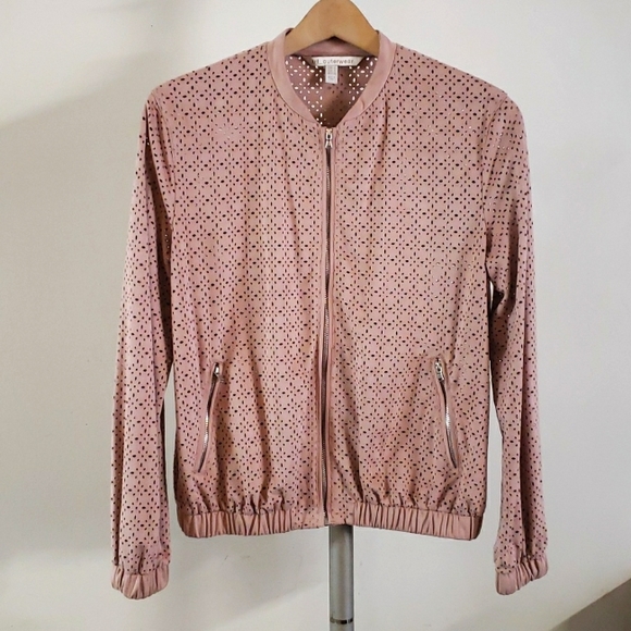 ZARA TRF  Perforated Suede Bomber Jacket - Picture 1 of 16